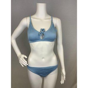 Cupshe Ribbed Pastel Blue Bikini Set Medium